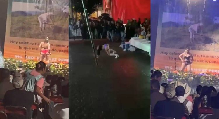 Ayuntamiento de Olintla, Puebla, festeja el Día del padre con bailarinas exóticas