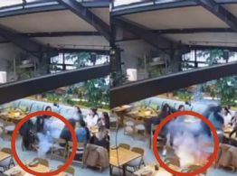 Captan explosión de una pila de celular en pleno restaurante de CDMX (VIDEO)