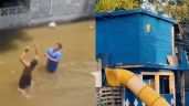 Foto ilustrativa de la nota titulada: Tobogán y voleibol en calles inundadas de Tampico se vuelven virales (VIDEOS)