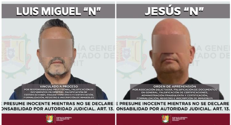 Notarios bajo proceso en Nayarit por falsificación de documentos: vinculan a uno y detienen a otro