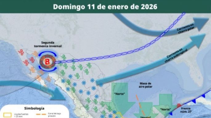 Tormenta invernal, masa de aire polar y frente frío 27 congelarán al país durante el fin de semana