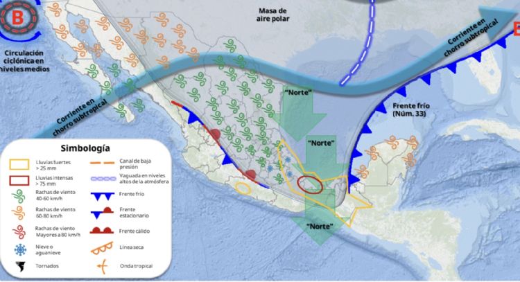 El frío no da tregua y ahora llegan frente 33 y masa polar: así lloverá de lunes a jueves