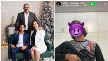 Hijo de funcionarios morenistas de Oaxaca presume autos de lujo y arma de uso exclusivo del Ejército