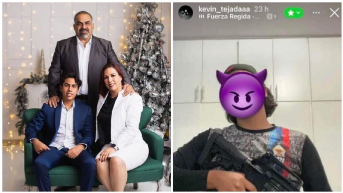 Hijo de funcionarios morenistas de Oaxaca presume autos de lujo y arma de uso exclusivo del Ejército