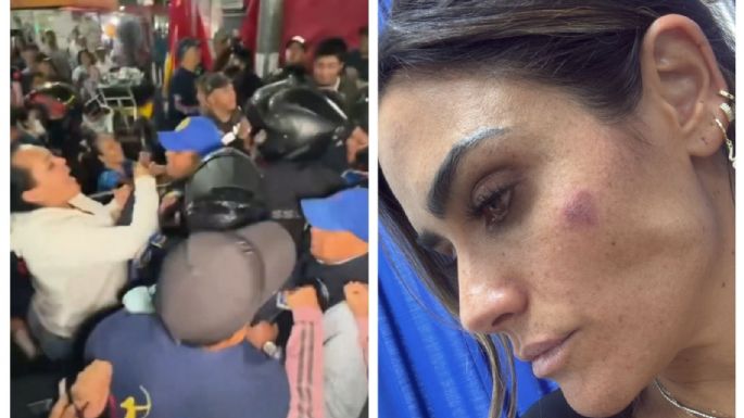 Golpean a Alessandra Rojo de la Vega y a funcionarios; acusa a lideresa de comerciantes (Videos)