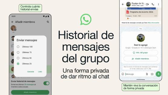 WhatsApp lanza el historial de mensajes en grupo para facilitar poner al día a nuevos integrantes