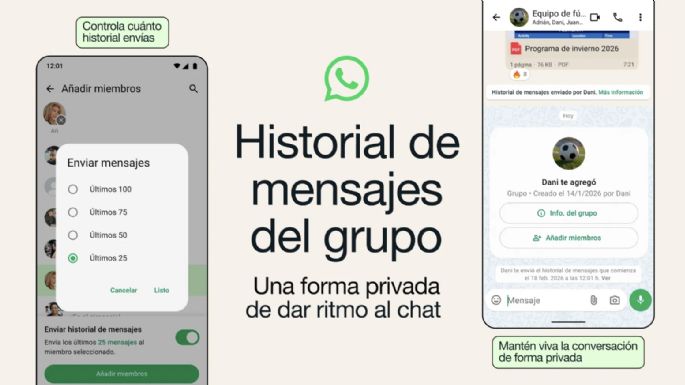 WhatsApp lanza el historial de mensajes en grupo para facilitar poner al día a nuevos integrantes