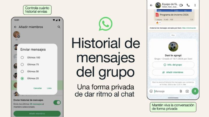 WhatsApp lanza el historial de mensajes en grupo para facilitar poner al día a nuevos integrantes