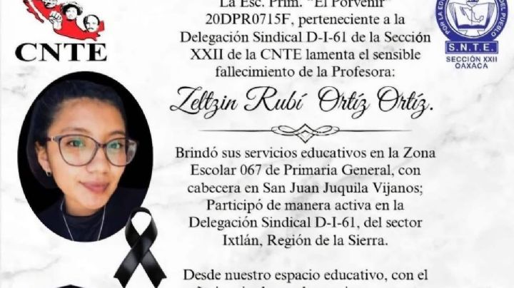 Investigan como feminicidio el asesinato de la maestra Zeltzin Rubí en Oaxaca