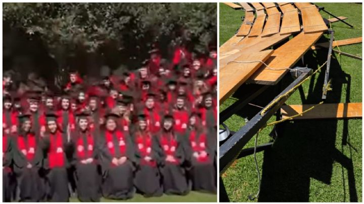 Colapsan gradas durante foto de graduación de la Ibero en la CDMX; hay 33 heridos