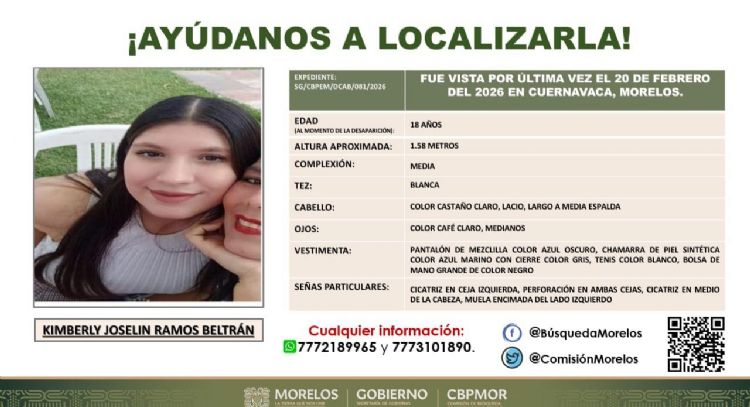 Marchan en Cuernavaca para exigir la localización de Kimberly Ramos