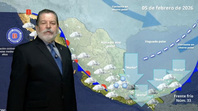 Cubre al país la masa de aire polar del frente frío 33; seguirán las lluvias fuertes el jueves