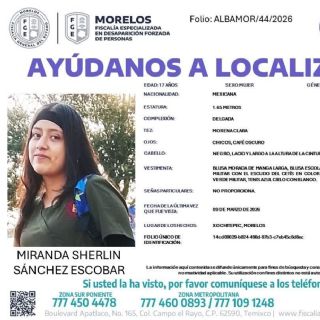 Ahora buscan en Morelos a una estudiante del CETIS 122 desaparecida en Xochitepec