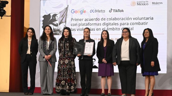 Sheinbaum firma acuerdo con Google, Meta y TikTok para combatir violencia digital contra mujeres