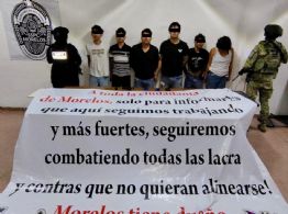 Detienen a 6 presuntos integrantes de La Familia Michoacana cuando colocaban narcomanta en Morelos