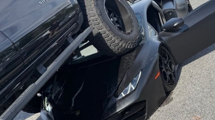 Mujer aplasta un Lamborghini con su camioneta en Florida (Video)
