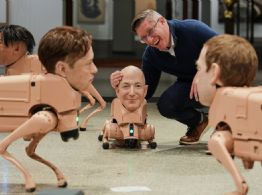 Perros robot con cabezas de Musk y Zuckerberg recorren museo de Berlín en nueva muestra de arte