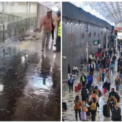 AICM: fuga de aguas negras inunda pasillo de la Terminal 1