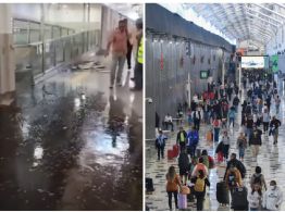 AICM: fuga de aguas negras inunda pasillo de la Terminal 1