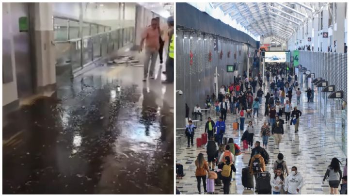 AICM: fuga de aguas negras inunda pasillo de la Terminal 1