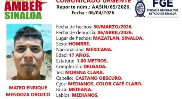Activan Alerta Amber por adolescente originario de Torreón que desapareció cuando iba a Mazatlán