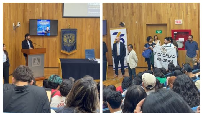 Corren al secretario del Trabajo de una conferencia en la UNAM (Video)