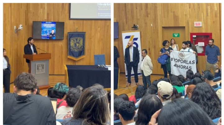Corren al secretario del Trabajo de una conferencia en la UNAM (Video)