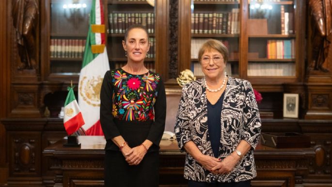 Sheinbaum recibe a Michelle Bachelet en Palacio Nacional