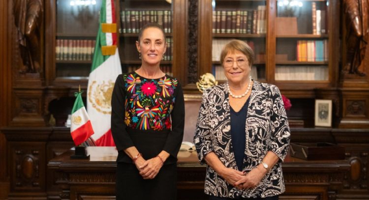 Sheinbaum recibe a Michelle Bachelet en Palacio Nacional