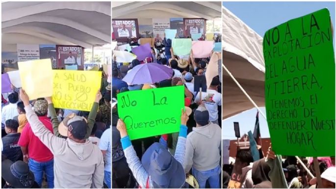 Pobladores de San José Chiapa protestan contra polo de economía circular durante evento de Armenta