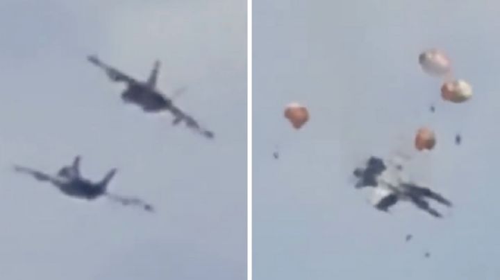 Chocan aviones militares durante espectáculo aéreo en EU; tripulantes logran eyectarse (Video)