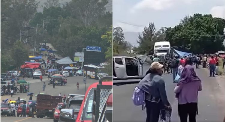 Bloqueos carreteros del SNTE sitian la capital de Oaxaca