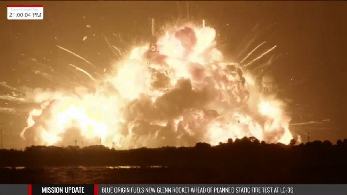 Explota cohete New Glenn de Jeff Bezos en la plataforma de lanzamiento (Video)