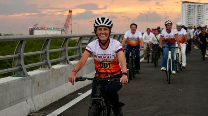 “No voy a hablar mucho”, dice Sheinbaum al inaugurar puente vehícular Nichupté en Cancún