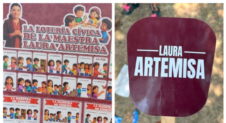 Reparto masivo de propaganda electoral en el desfile del 5 de Mayo en Puebla