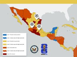 A dos días del Mundial, EU publica “mapa de riesgo” de México y pide no viajar a seis estados